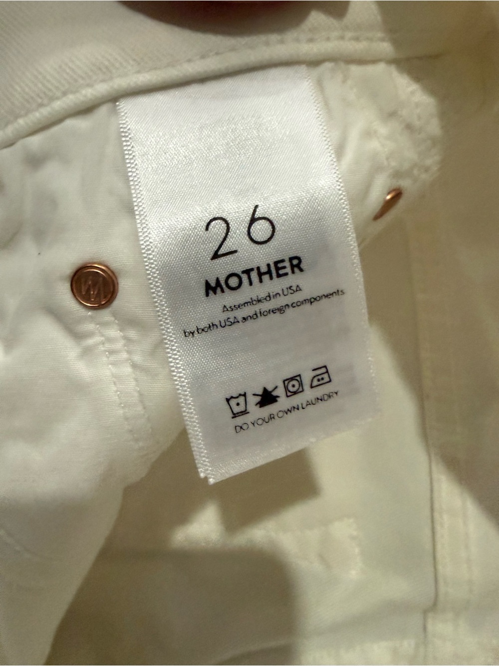 MOTHER The Insider Slit Ankle Fray Jeans Women’s Size 26 Glass Slipper White - Picture 3 of 6